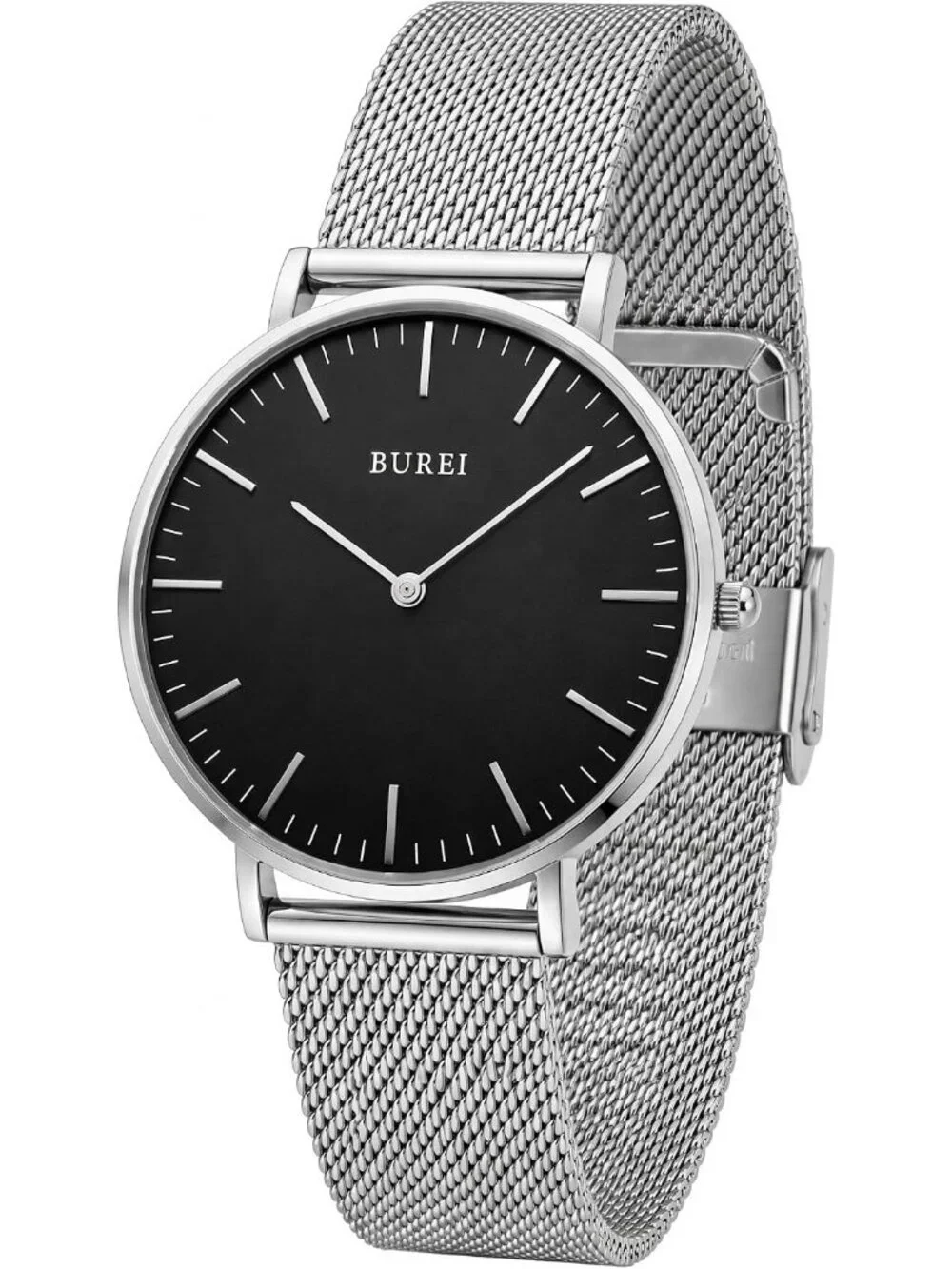 Women's Black Silver Minimalist Analog Quartz Waterproof Dress Wrist Watches